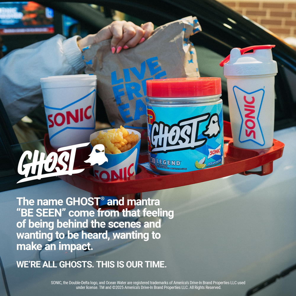 GHOST Legend in gym setting, emphasizing energy, focus, and pumps.