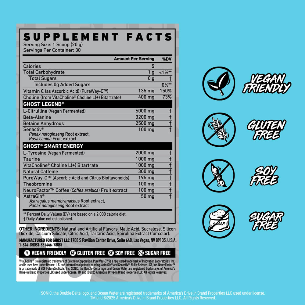 GHOST Legend mixed in shaker for a refreshing pre-workout drink.