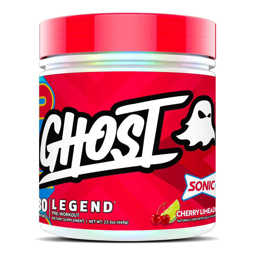GHOST Legend bottle of pre-workout powder in Cherry Limeade energizing workouts