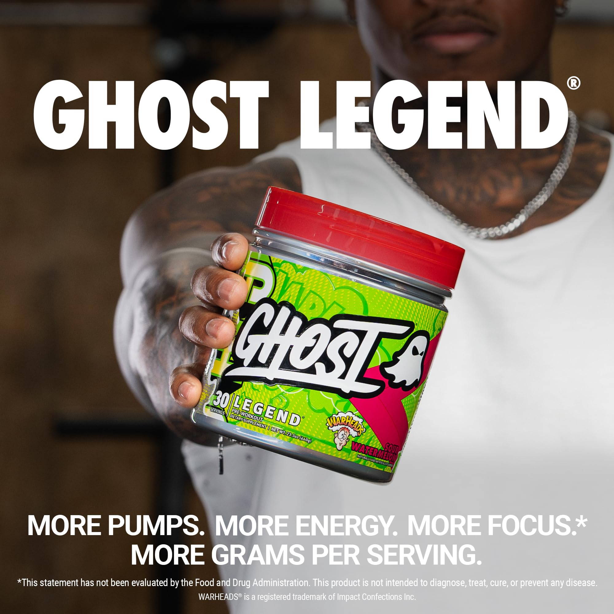 GHOST Legend scoop dispensing powder for precise servings and easy mixing