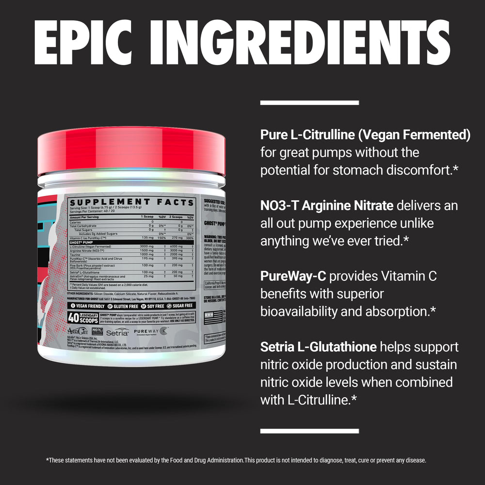 Ghost Pump sugar-free, gluten-free, soy-free formula supports allergen-conscious use.