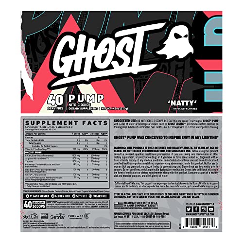 Ghost Pump vegan-fermented L-Citrulline scoop highlights clean, gentle pumps.