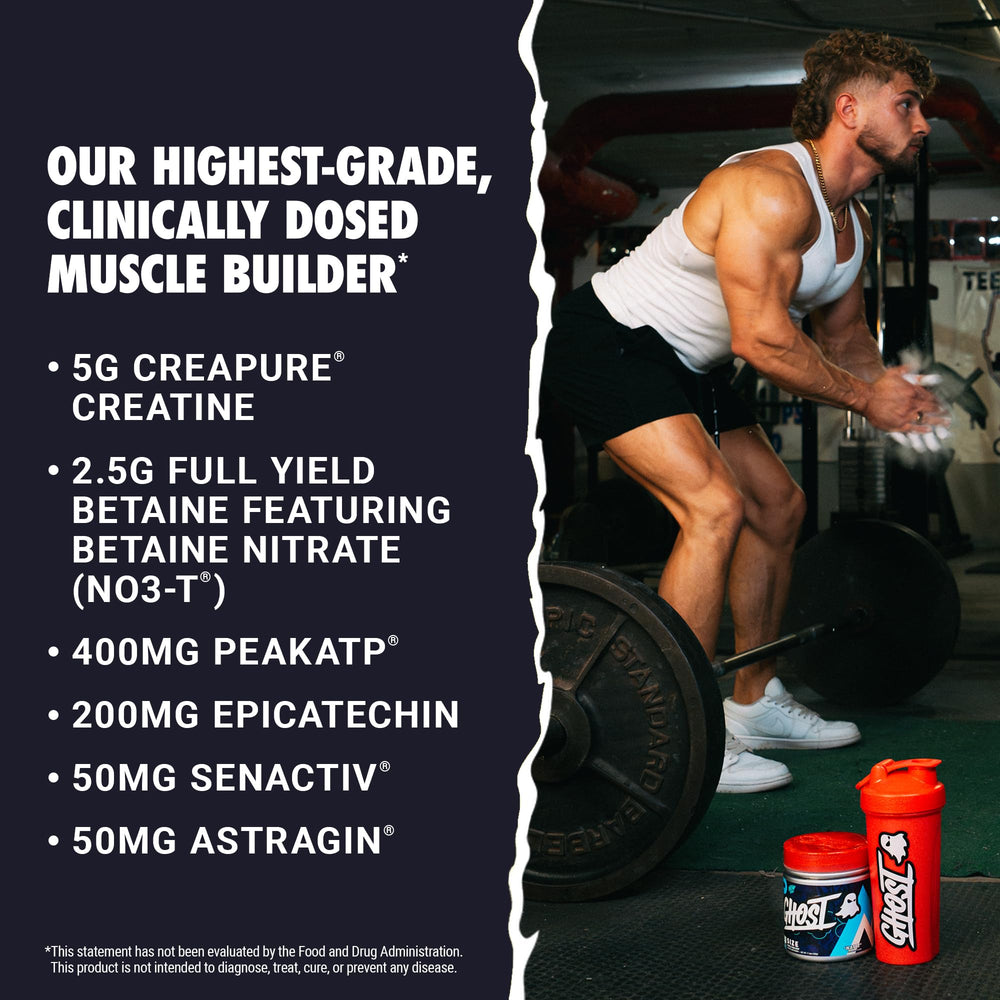 GHOST Size V3 shows 5G Creapure Creatine details on the tub.