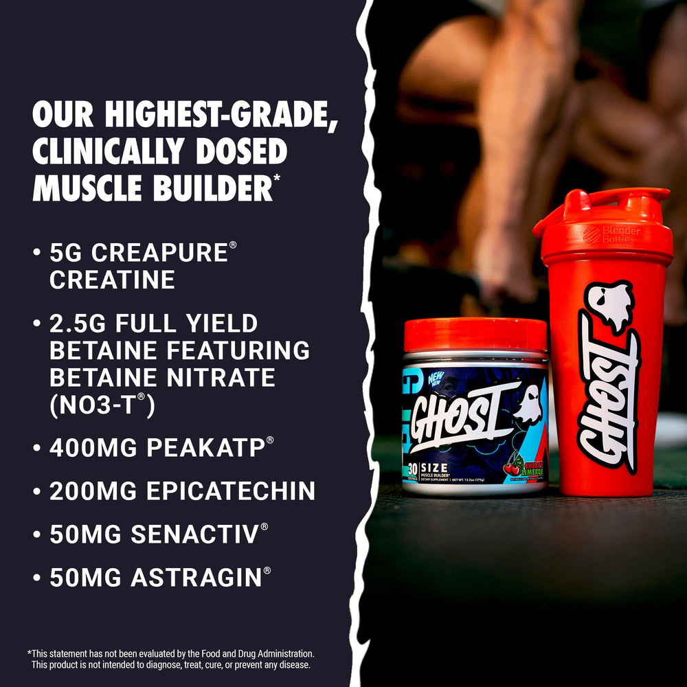 Ghost Size V3 powder pours into a shaker for post-workout recovery