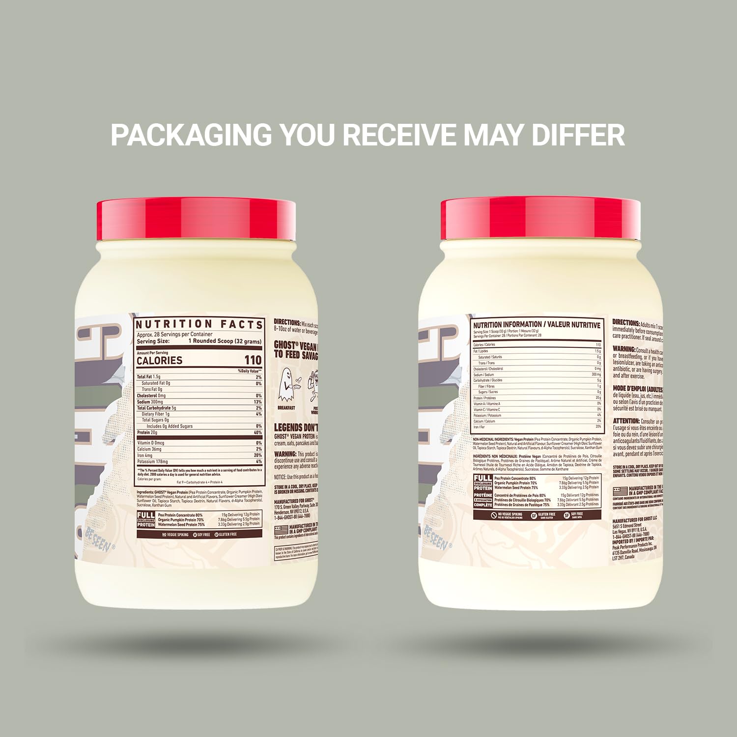 GHOST Vegan Protein sabor plátano para panqueques, aroma apetitoso para desayunos energéticos.