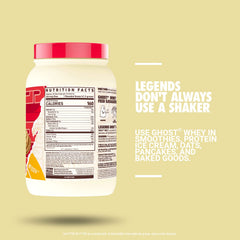 Ghost Whey Nutter Butter scoop showing real cookie pieces and a transparent label
