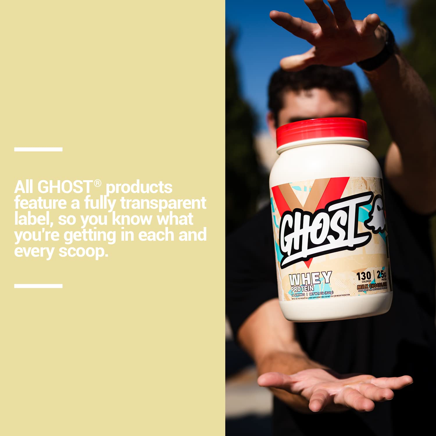 Close-up of GHOST transparent label highlighting ingredient clarity
