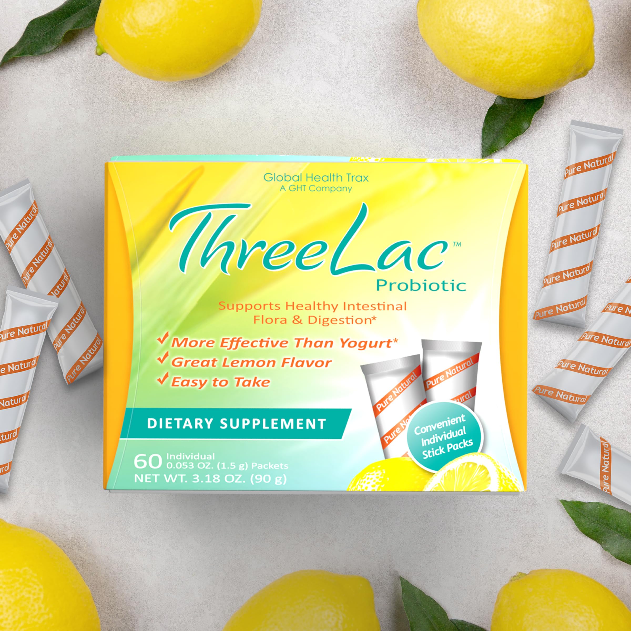 Global Health Trax ThreeLac Lemon sachets for all ages