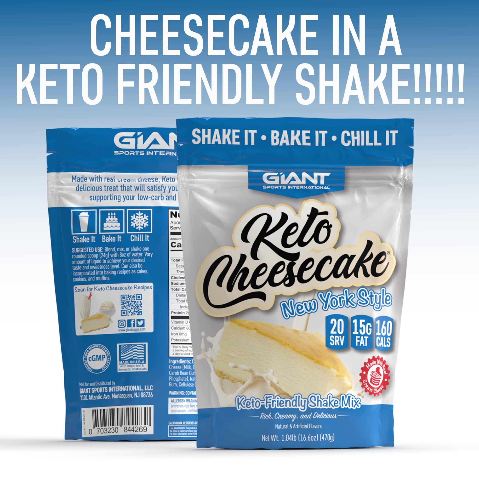 Baking Giant Sports Keto Cheesecake Shake Mix creates a cheesecake aroma and moist crumb.