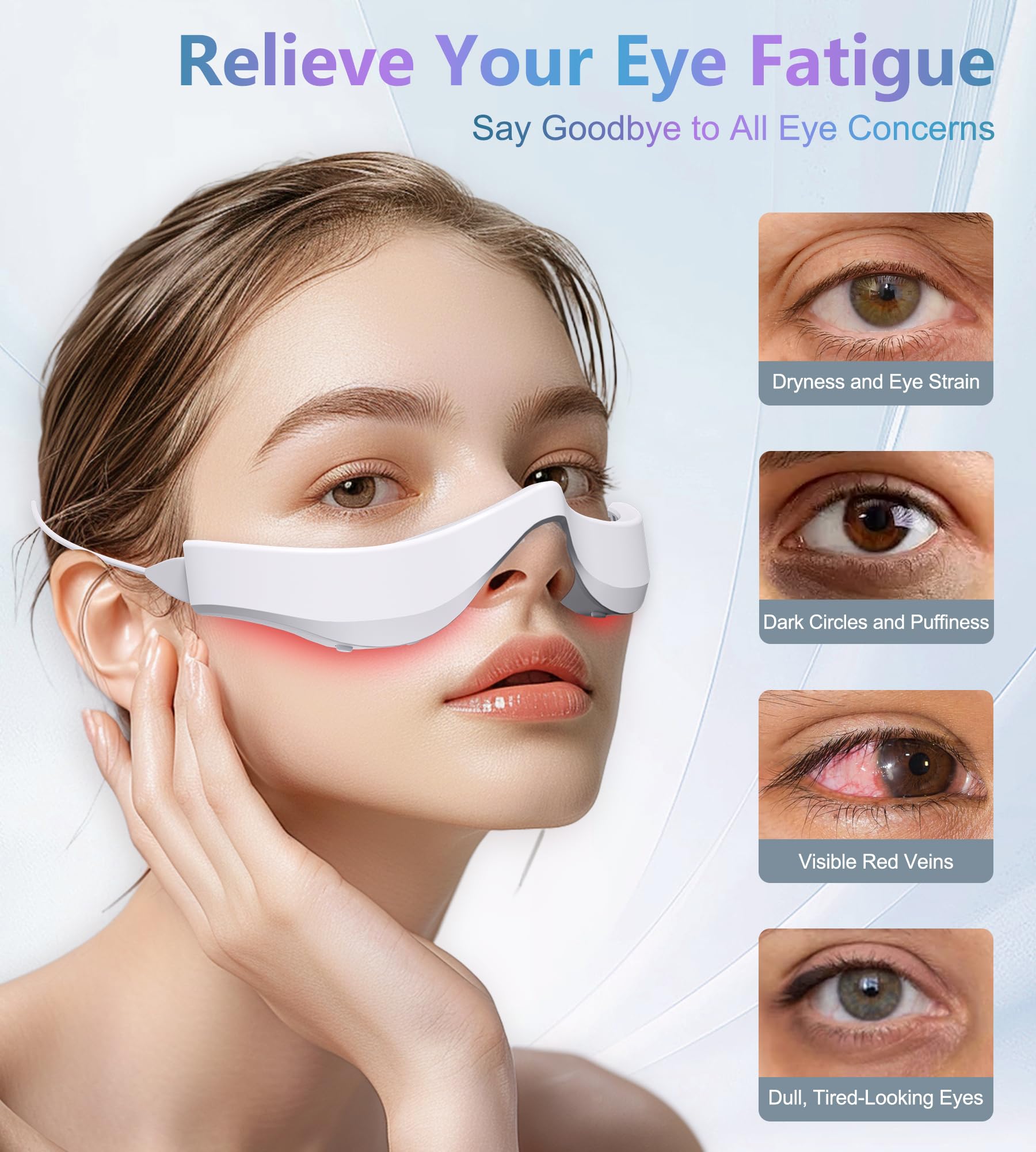GIAYERN microcurrent eye massage close-up promotes refreshed appearance.