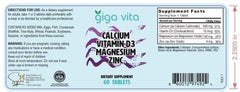 Giga Vita bottle nutrition label indicating vegetarian-friendly, allergen-free formula.