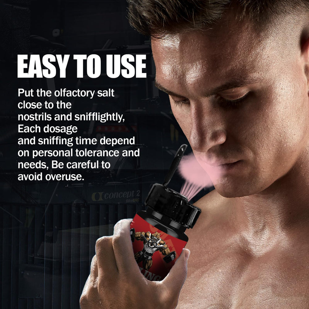 GIHNJSI Powerlifter smelling salts on competition prep scene for performance cue