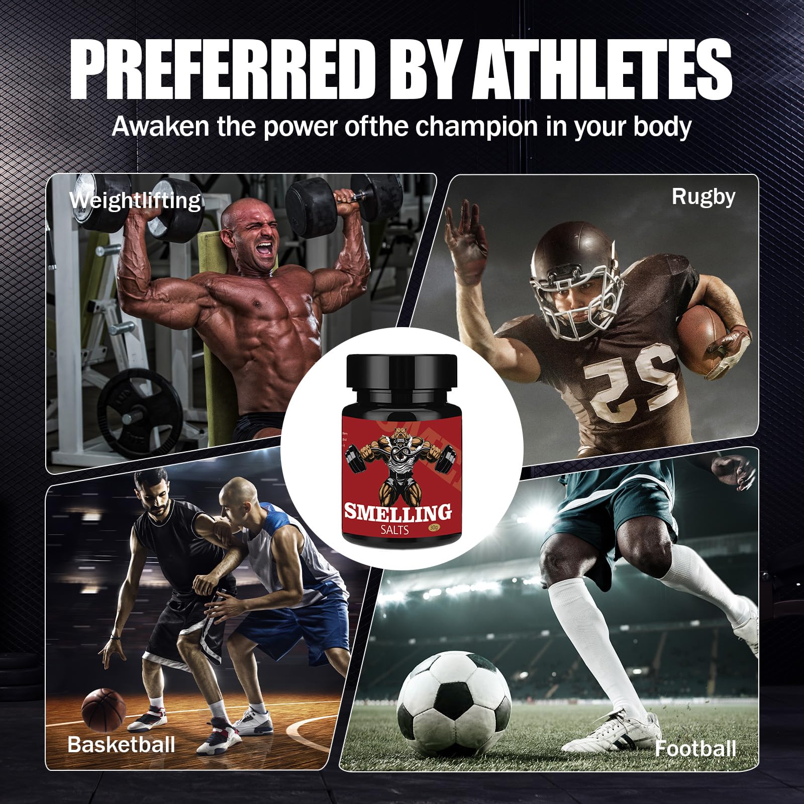 GIHNJSI Powerlifter smelling salts energizing a workout with weightlifting focus