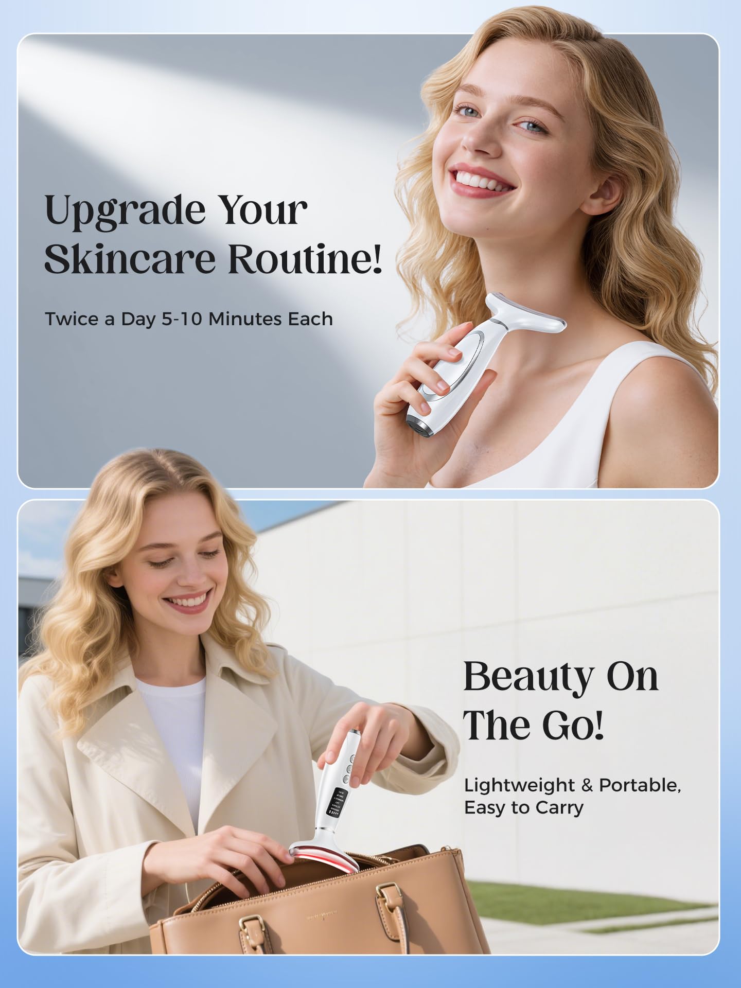 GIHWRRI compact, travel-friendly massager fits into your skincare routine.