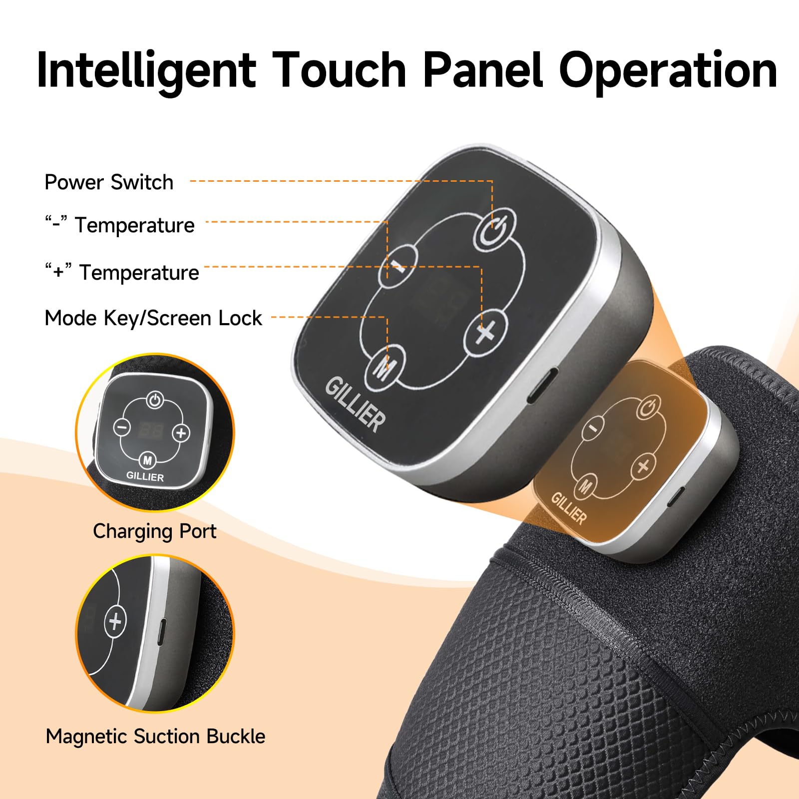 GILLIER knee massager heat therapy option with warm settings