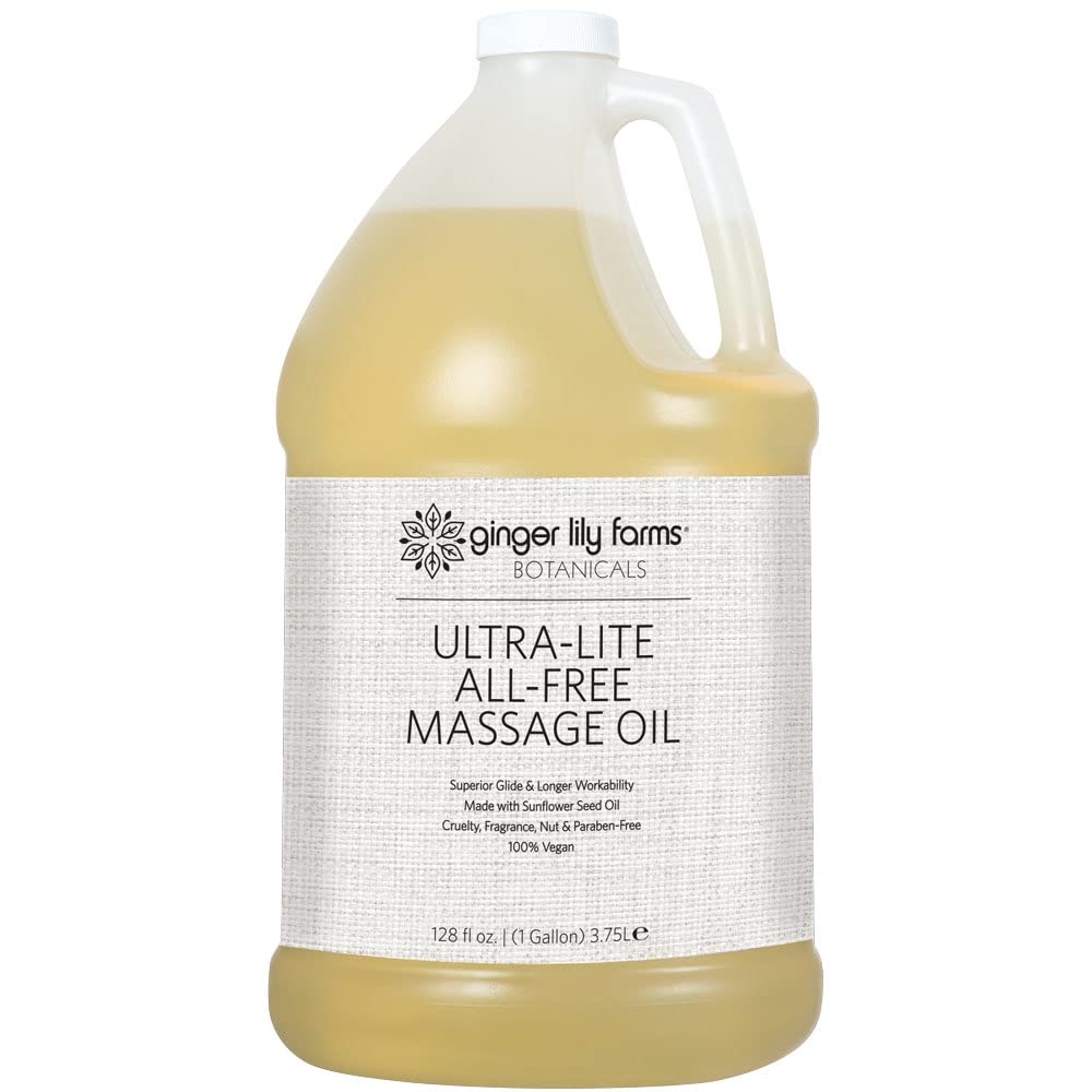 Ginger Lily Farms Ultra-Lite Massage Oil bottle pour for smooth glide during sessions