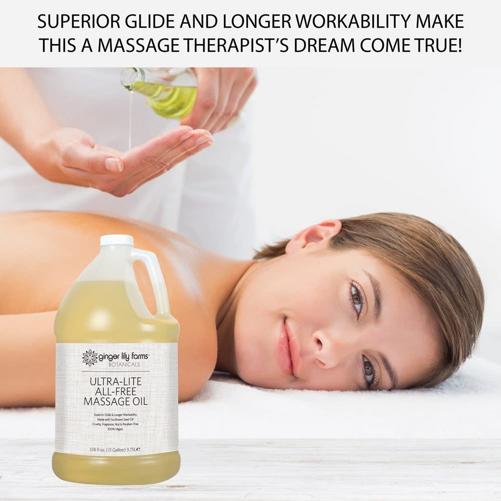 Ginger Lily Farms Ultra-Lite Massage Oil gallon refill reduces plastic waste and saves costs