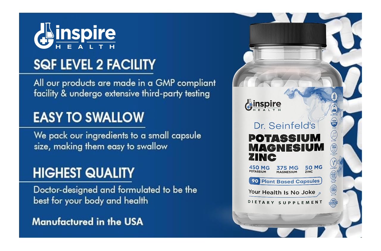 GINSPIRE NUTRITION Magnesium Potassium Zinc bottle with glass of water ready for use