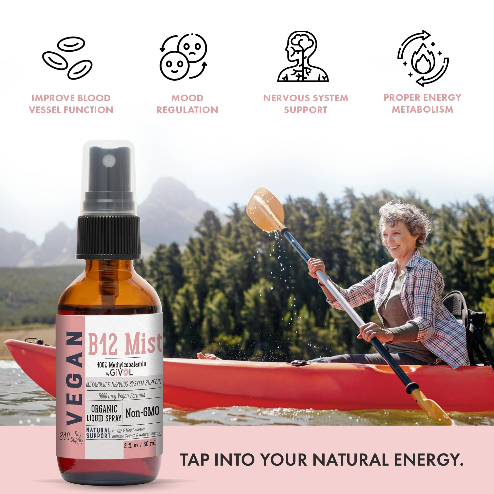 GIVOL B12 Mist ingredients-panel – GMO-free formula designed for holistic wellness.