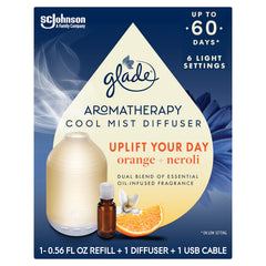 Glade Aromatherapy Diffuser front view with warm glow for mood enhancement