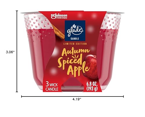 Glade Autumn Spiced Apple glass jar detail emphasizing premium packaging.