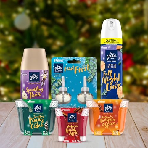 Glade Autumn Spiced Apple mantel display adds festive decor and aroma.