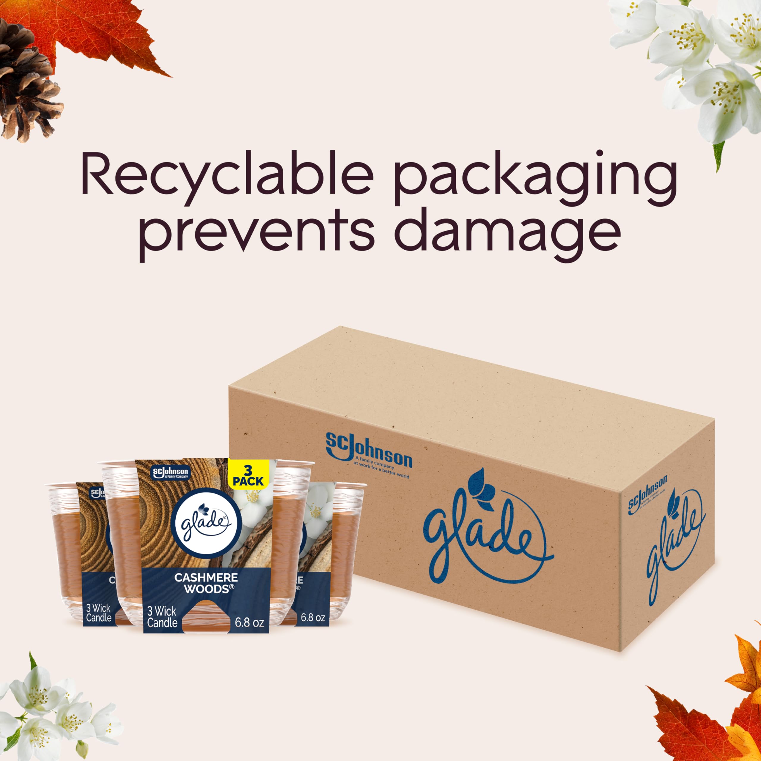 Glade Cashmere Woods fragrance expanding to fill the room’s atmosphere.