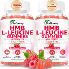 GlaGmrry HMB Leucine Gummies bottle front for post-workout support.