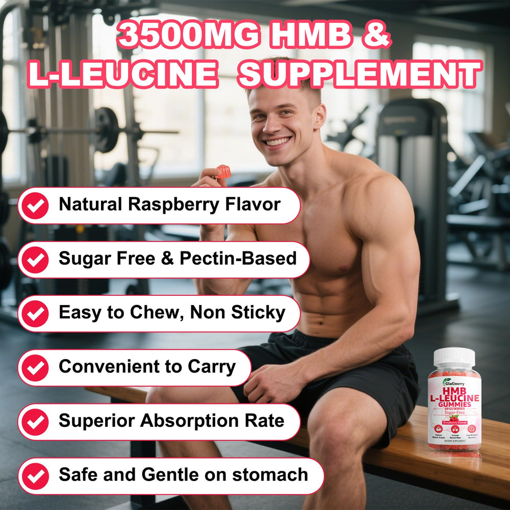 GlaGmrry HMB Leucine Gummies two pieces serving image.
