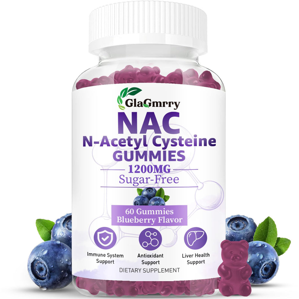 GlaGmrry NAC gummies bottle front highlights 1200mg NAC for immune support