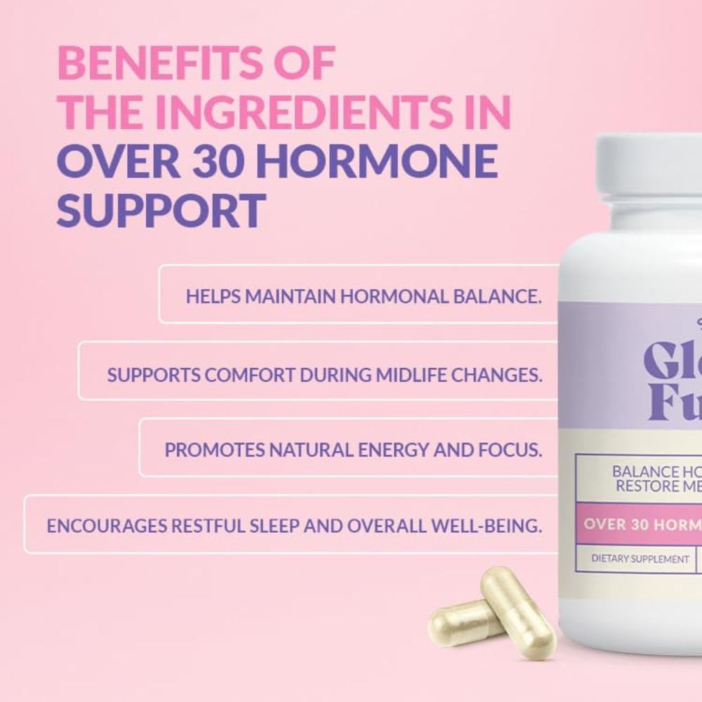 GLEEFULL SUPPS GleeFull Over 30 capsule closeup features dong quai and maca for balance