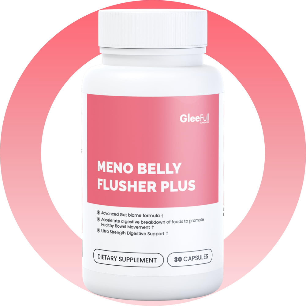 GLEEFULL SUPPS Meno Belly Flusher Plus caps close-up for reliable daily use