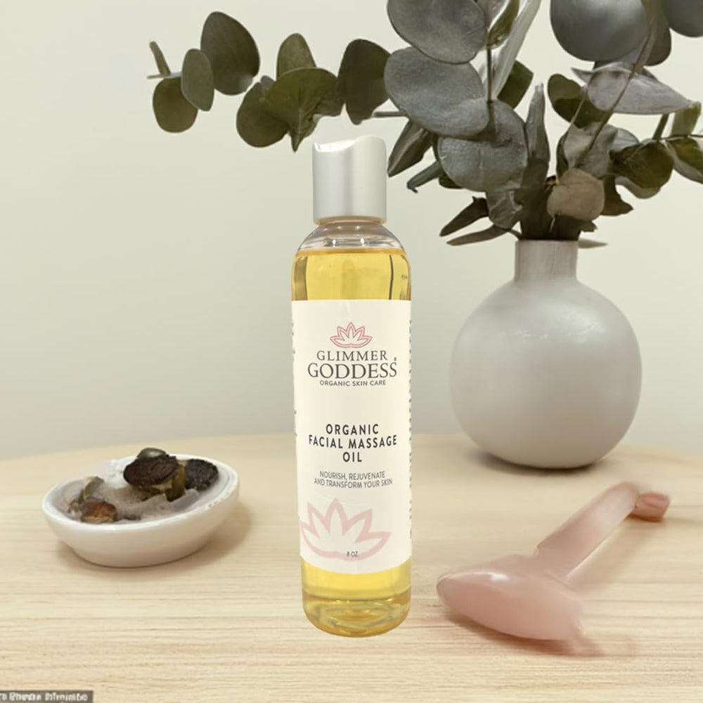 Glimmer Goddess Sweet Almond Oil ingredient close-up—nourishes skin for a silky massage.