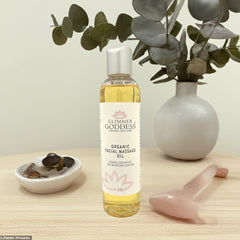Glimmer Goddess Sweet Almond Oil ingredient close-up—nourishes skin for a silky massage.
