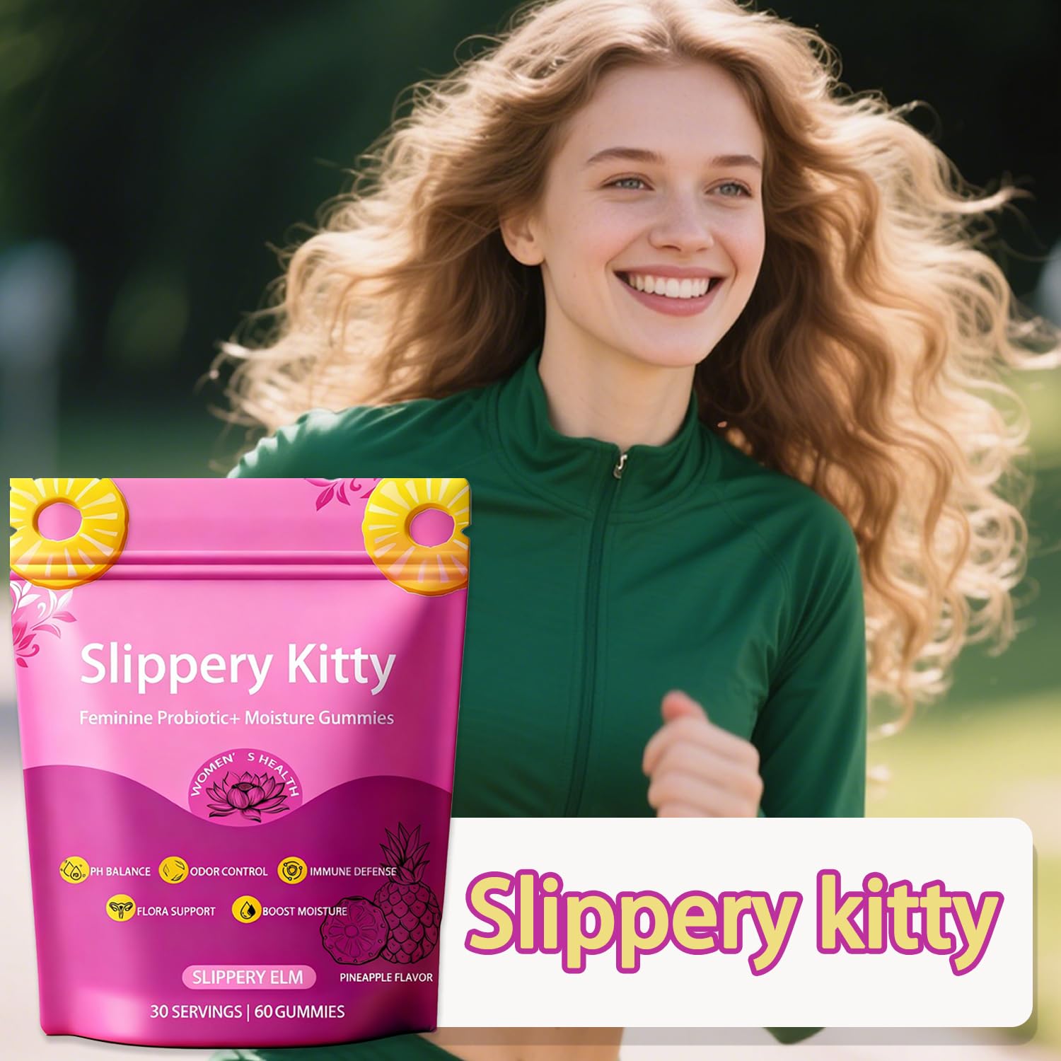 Glo Vous Slippery Kitty Gummies pineapple flavor for tasty daily guidance.