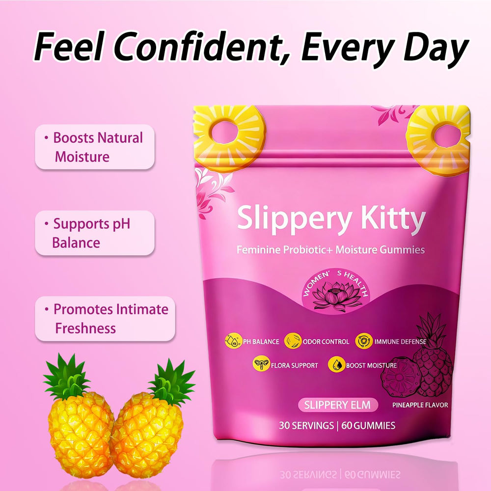 Glo Vous Slippery Kitty Gummies probiotic blend supports digestive balance.