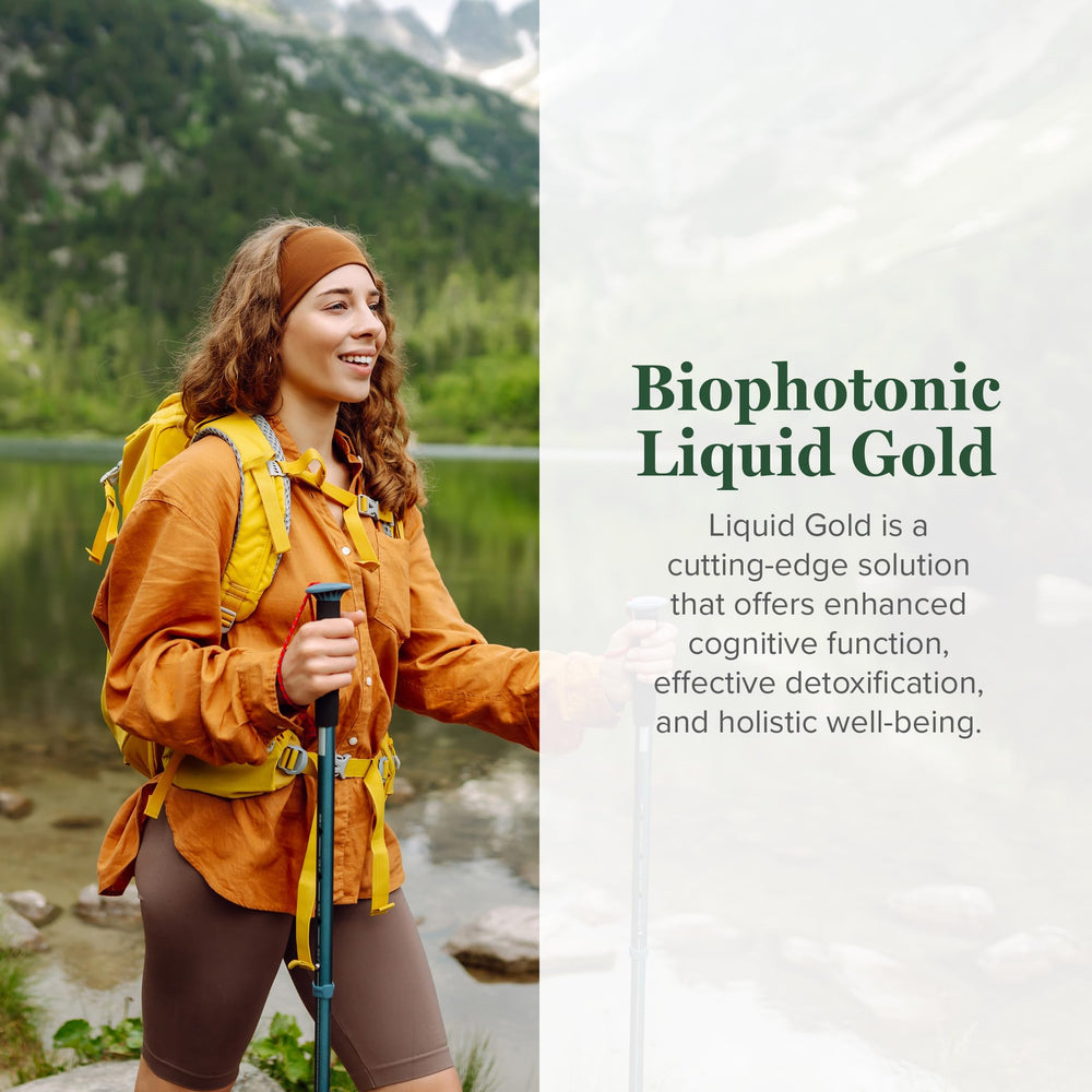 Global Healing Center Biophotonic Liquid Gold Spray bottle side view for easy dosing.