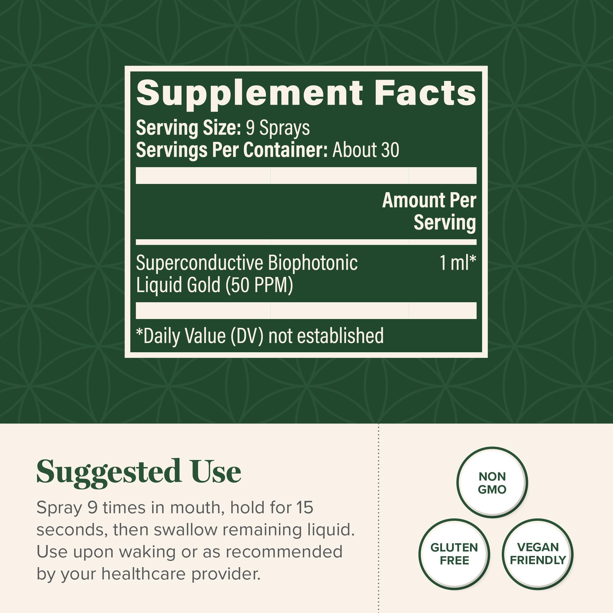 Global Healing Center Biophotonic Liquid Gold Spray dispensing action demonstrates convenient application.