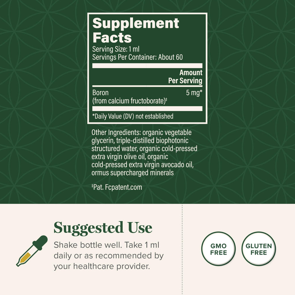 Global Healing Center boron supplement bottle pour showing easy daily intake.