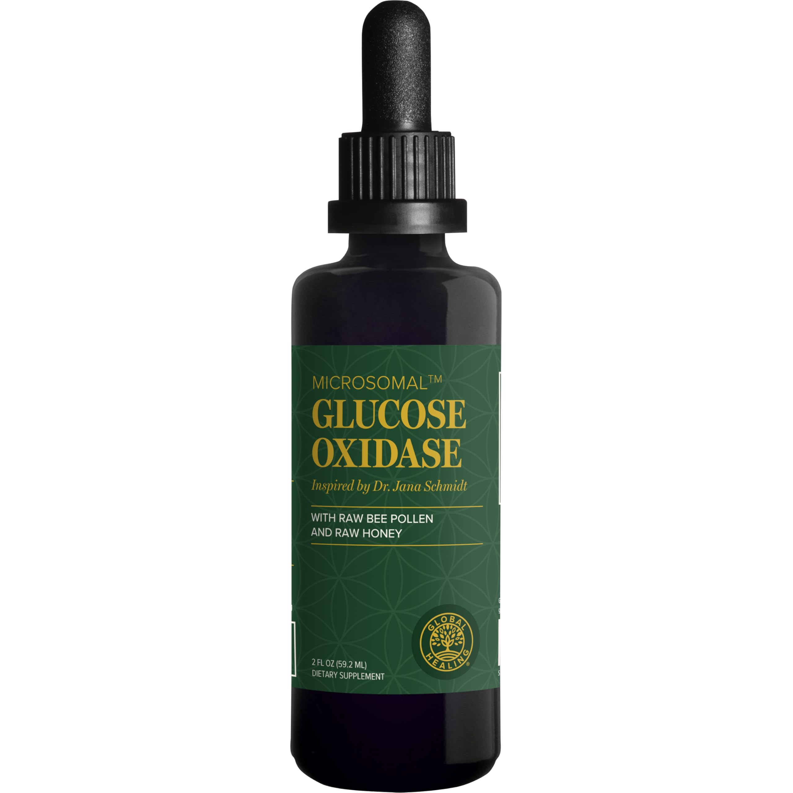 Global Healing Center Glucose Oxidase bottle highlighting natural enzyme blend for immunity support.