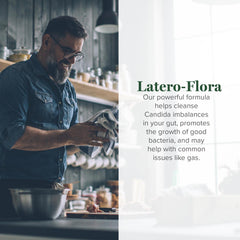 Global Healing Center Latero-Flora bottle back shows ingredients for informed daily use.
