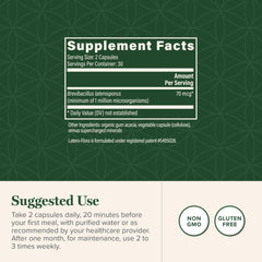 Global Healing Center Latero-Flora capsules close-up highlighting probiotic support.