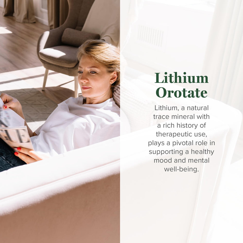 Global Healing Center lithium orotate capsules offer vegan-friendly mood support.