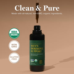 Global Healing Center Men's Hormone Support pour shot emphasizes easy dosing.