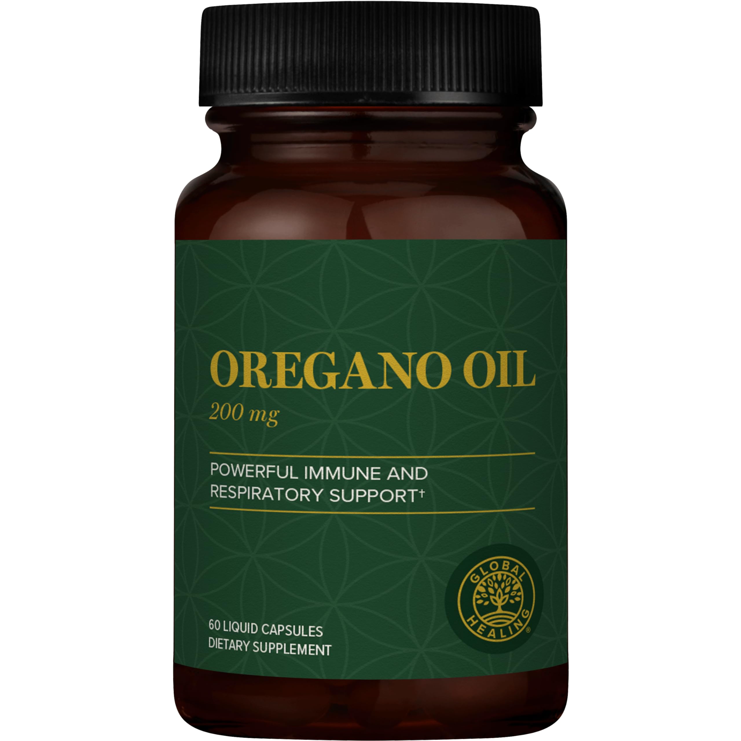 Global Healing Center oregano oil capsules bottle for daily wellness.