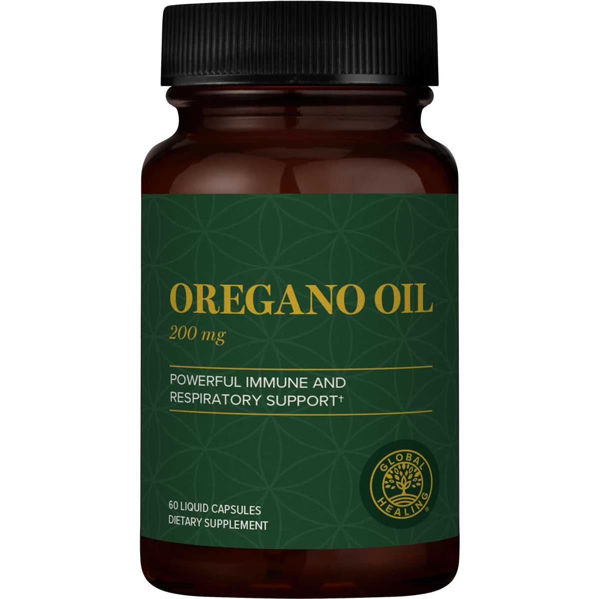 Global Healing Center oregano oil capsules bottle for daily wellness.