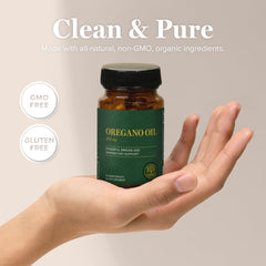 Global Healing Center oregano oil capsules with cayenne for digestive support.