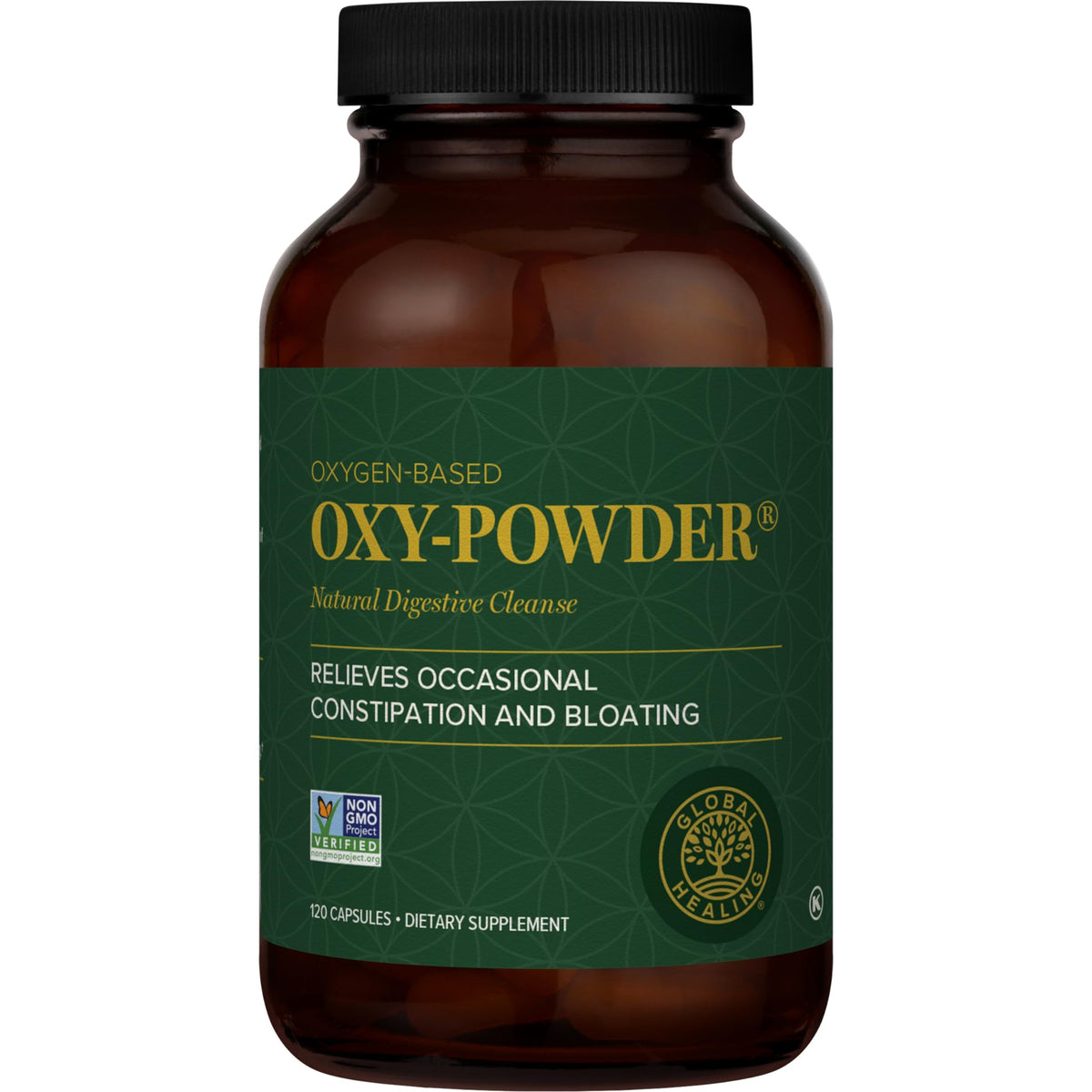 Global Healing Center Oxy-Powder bottle shown for gentle gut support