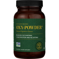 Global Healing Center Oxy-Powder bottle showing the capsule-based formula for gentle gut cleansing
