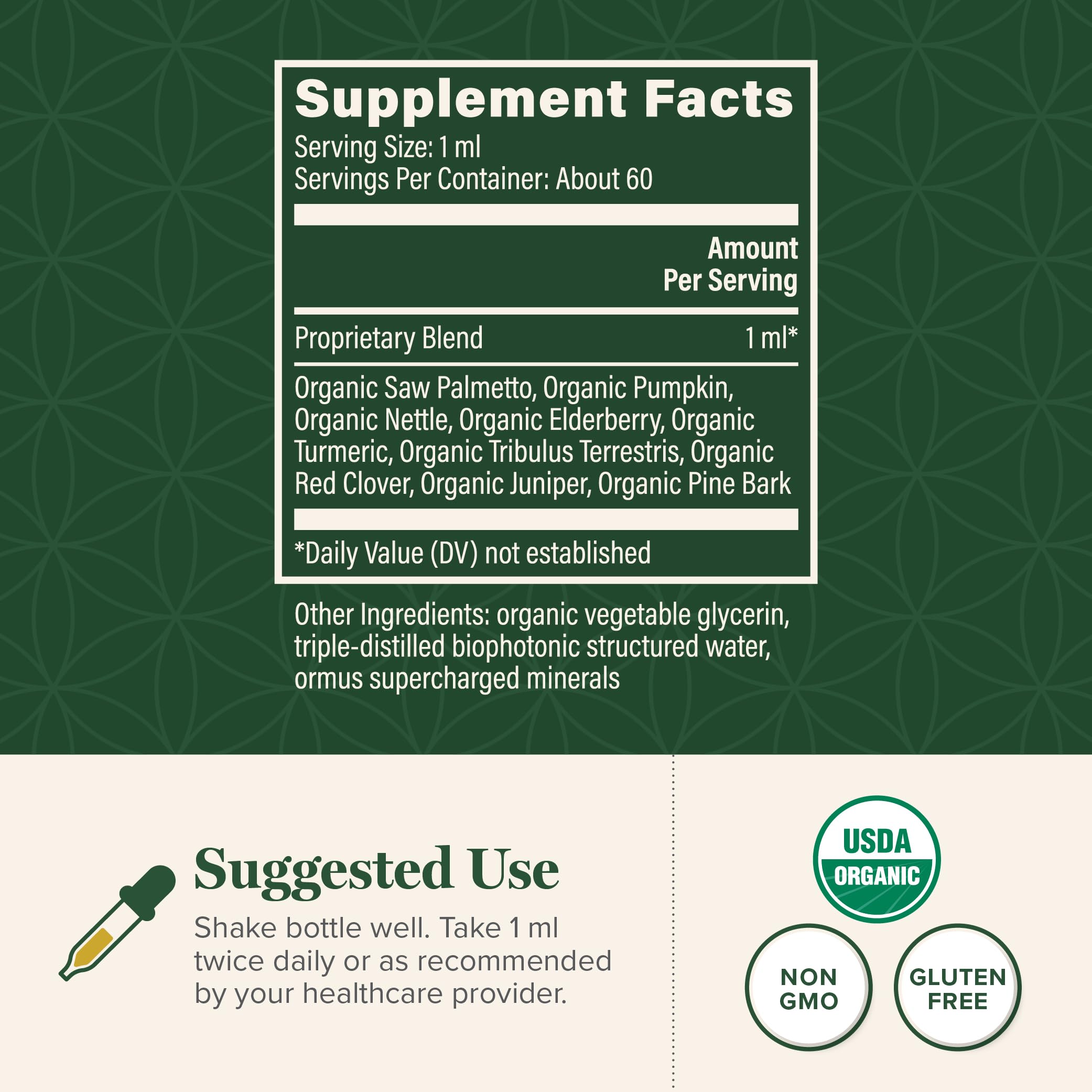 Global Healing Center Prostate Health packaging emphasizes vegan, organic ingredients